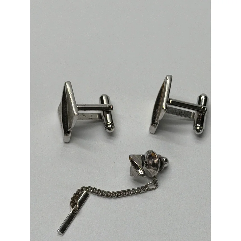 Mens Vintage Cufflinks Cuff Links Swank Silver Tone‎ 3/4